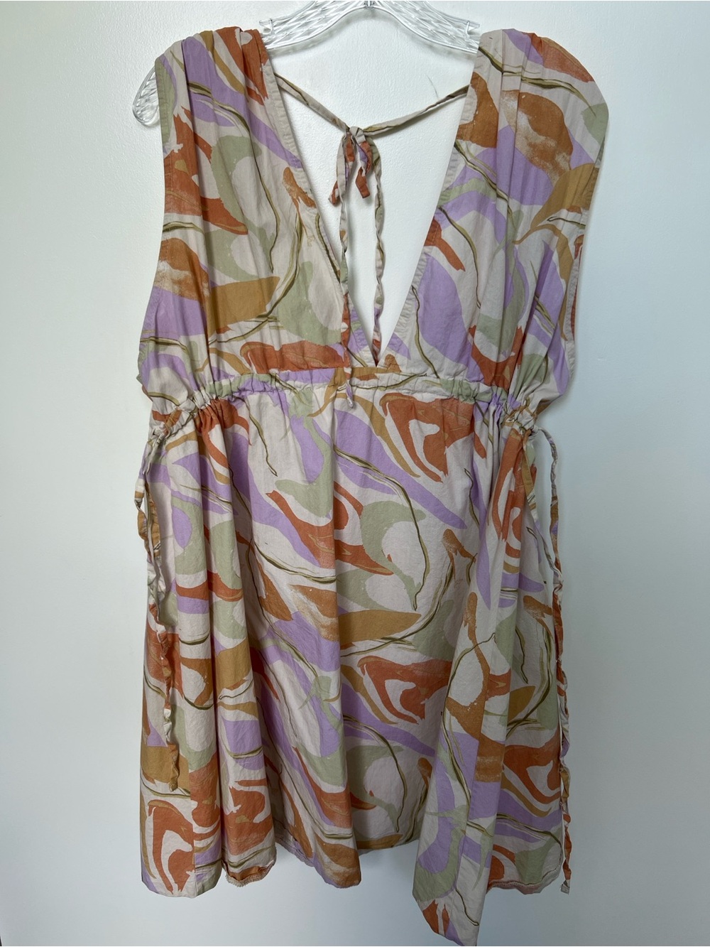 ASOS Sleeveless V-Neck women’s Swirl Print Dress in Lavender, Peach & Cream